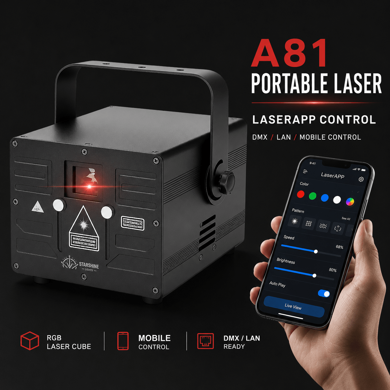 Starshinelights A81 laser cube for mobile DJ gigs