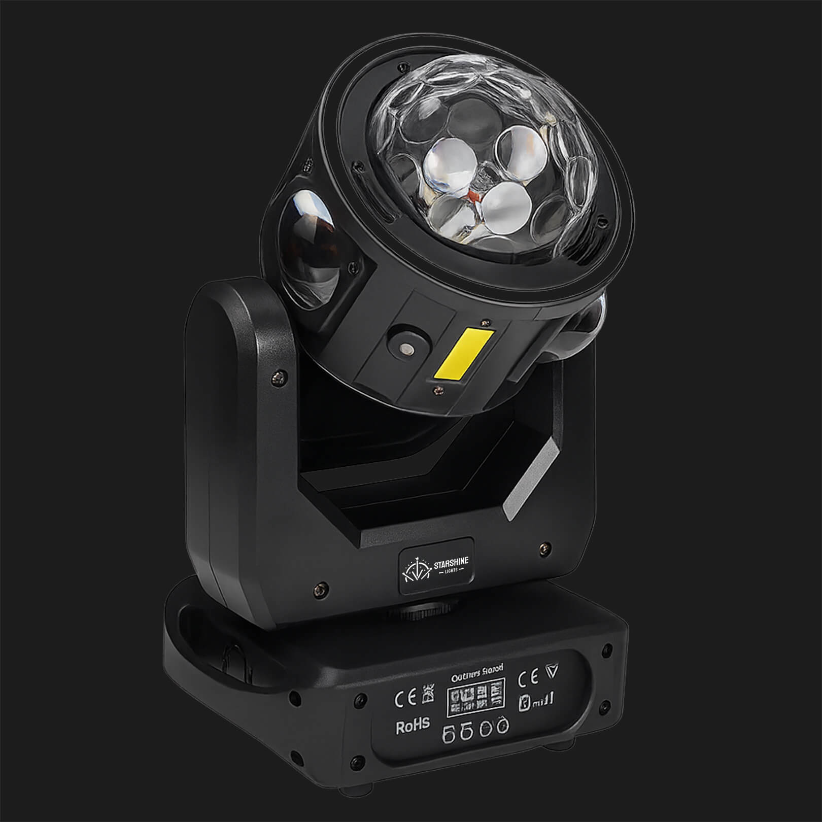 LED disc light halo surrounds DJ mixer