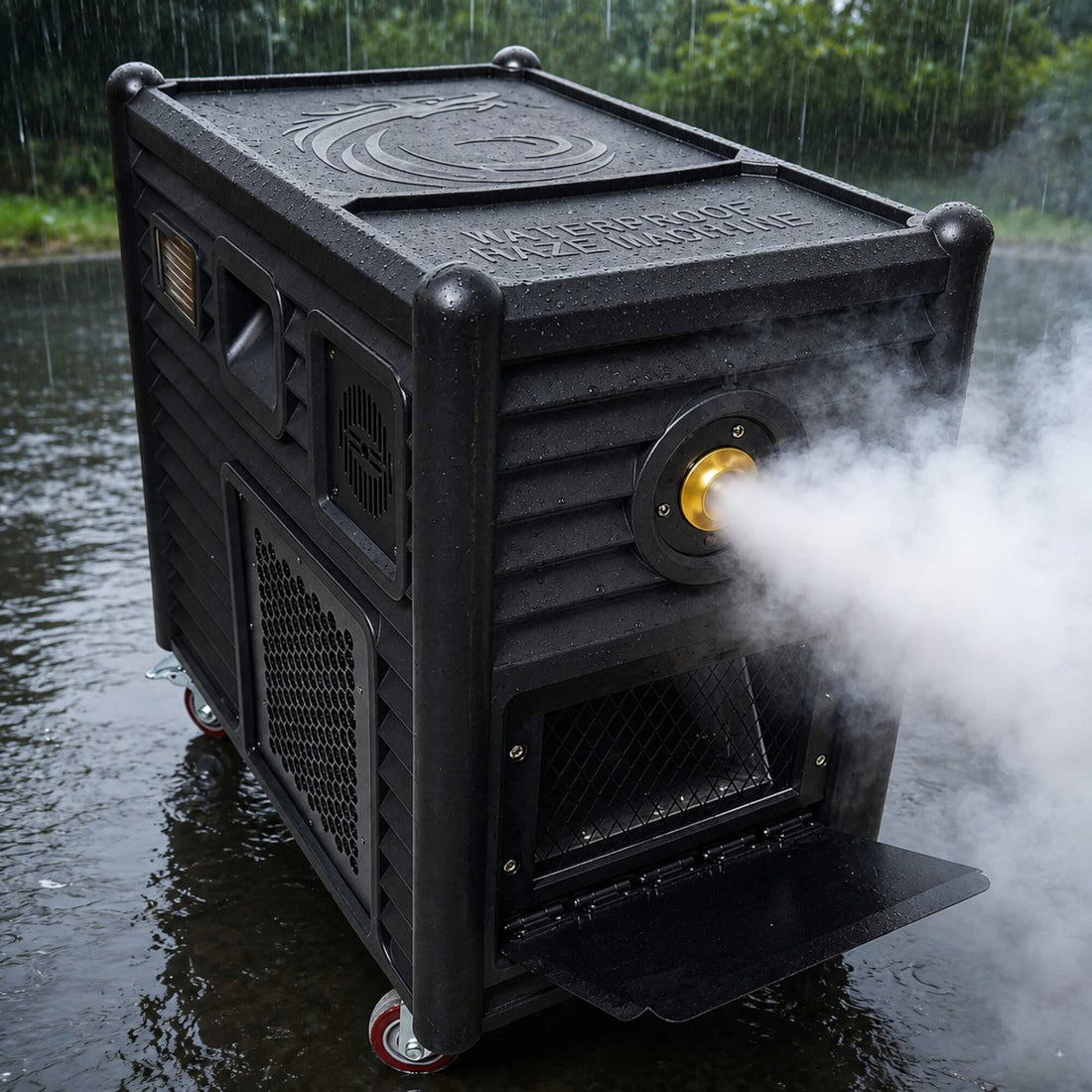 E12 fog and haze machine on caster wheels