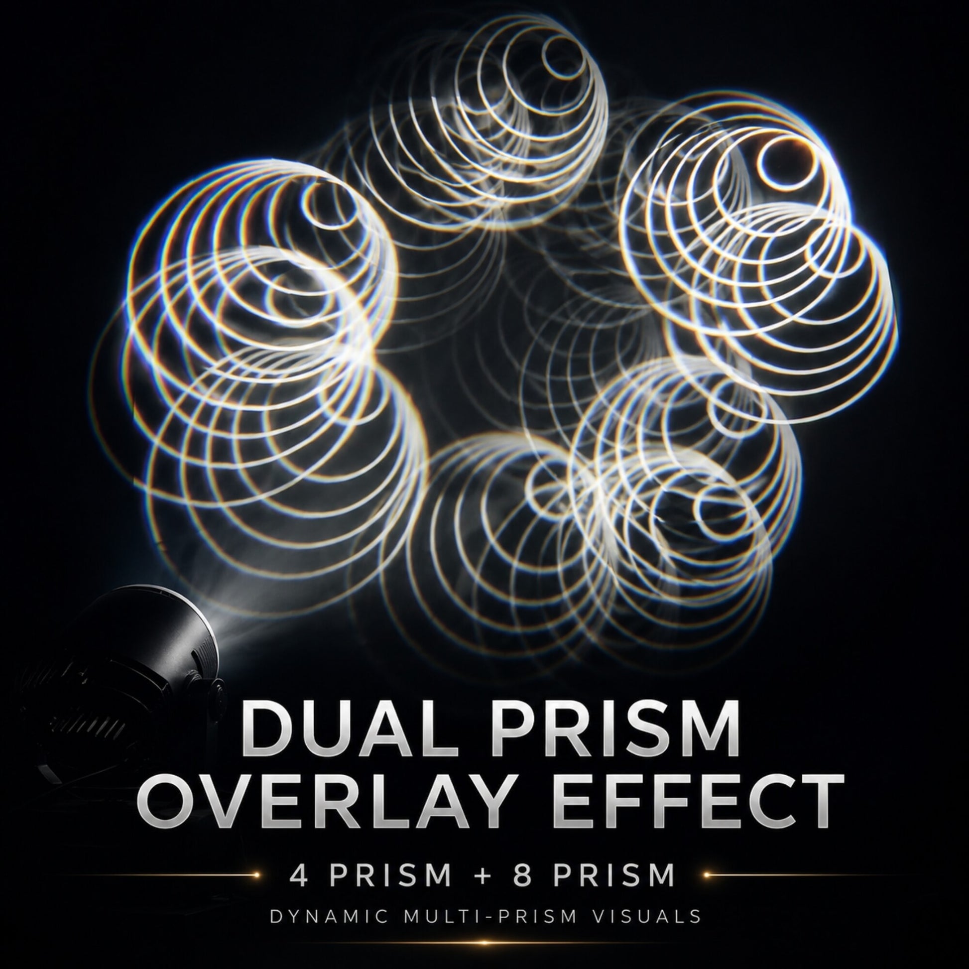 Dual prism overlay effect for professional moving head lights