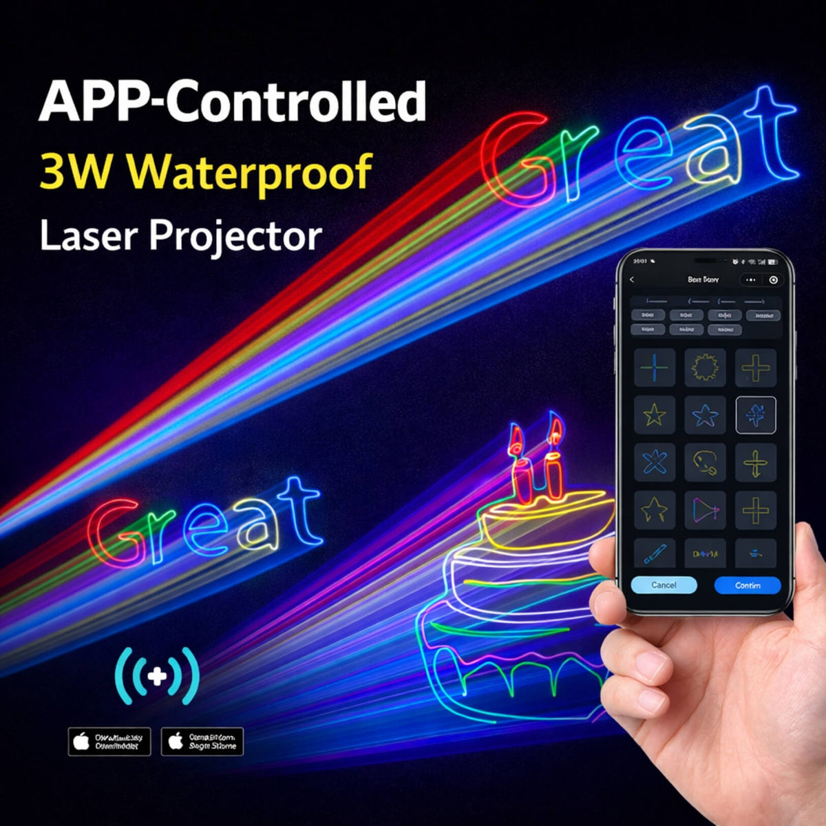 AO10 graphic pattern projection for laser stage lighting