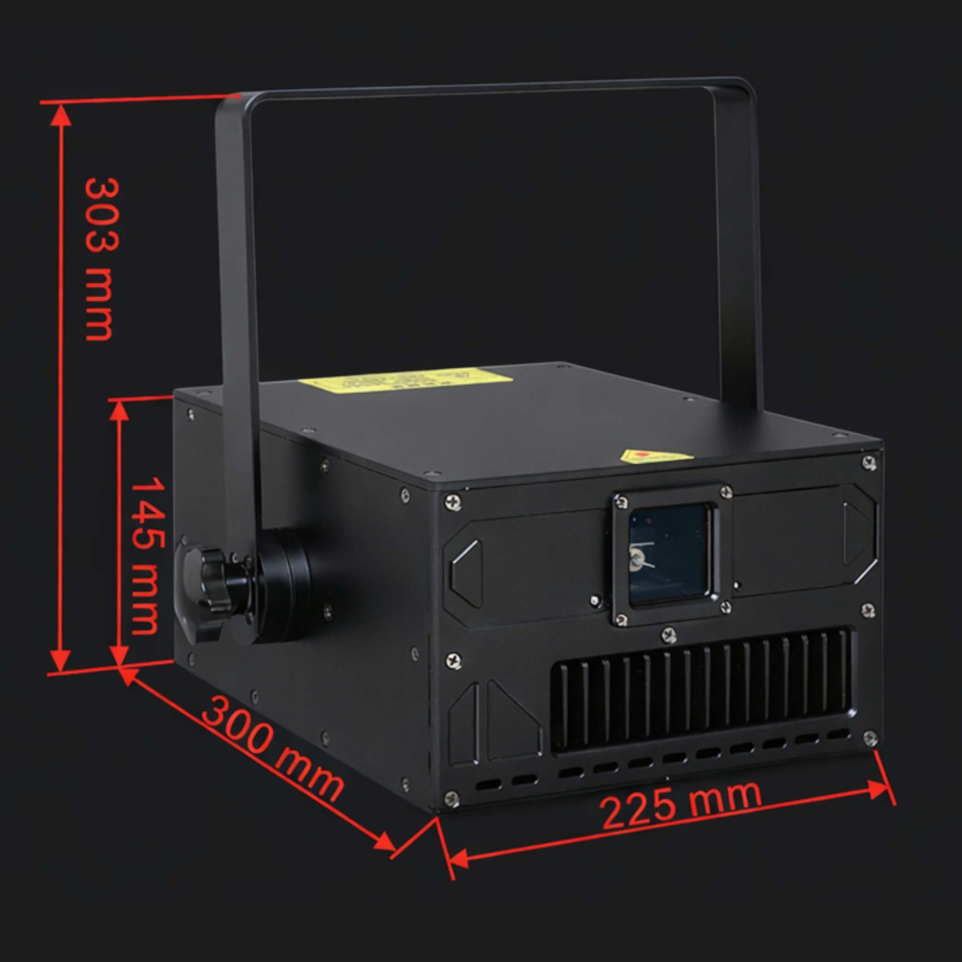 J1 RGB laser lights beam aperture close-up