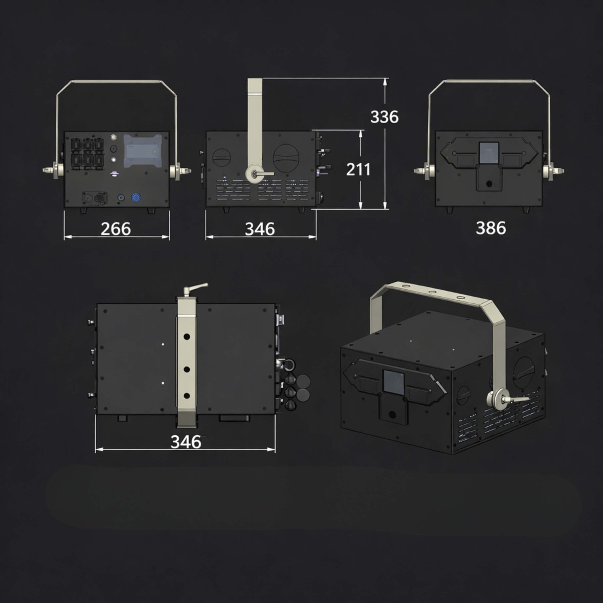 IP54-rated laser projector housing for event laser mapping use