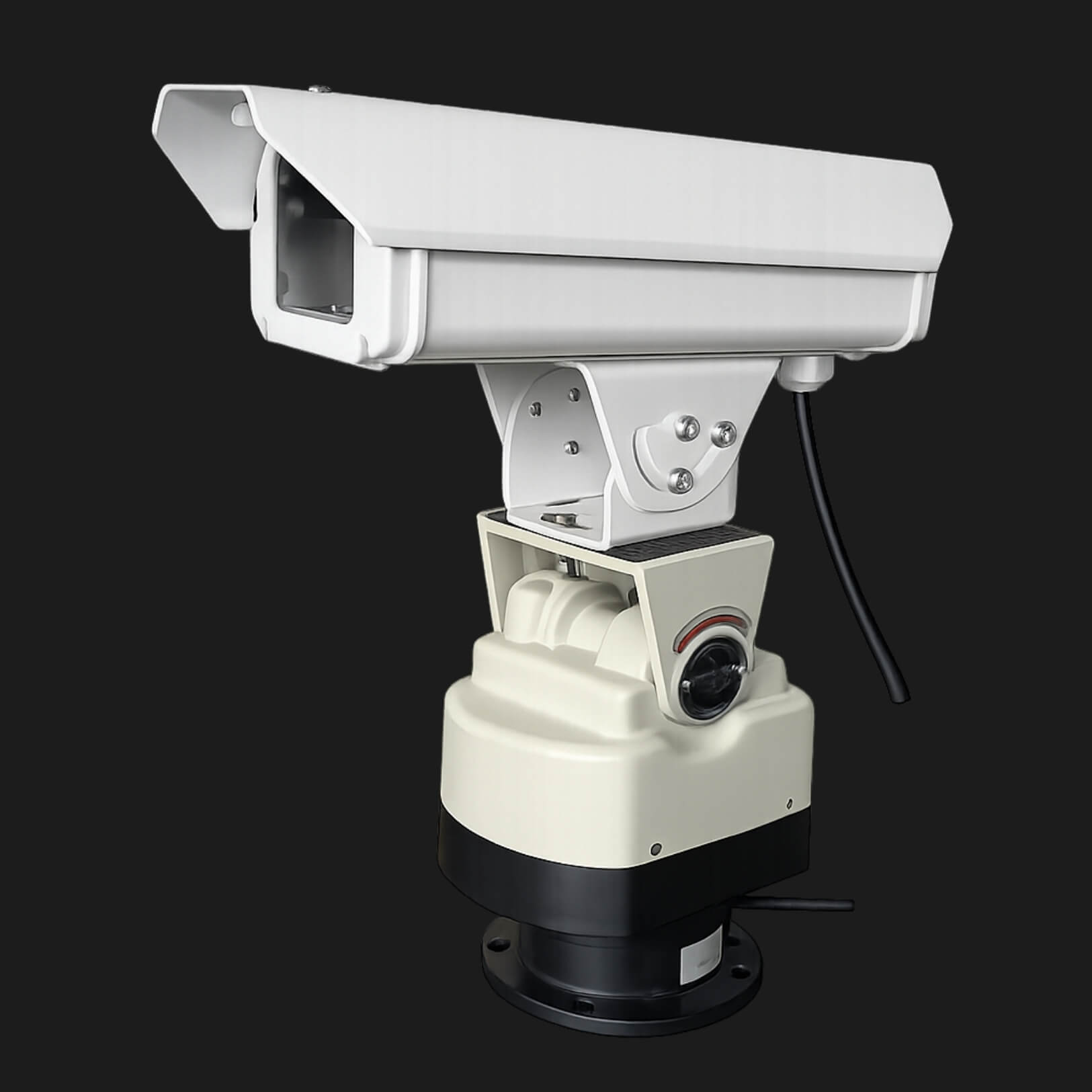 Laser light projector outdoor green beam scanning over orchard rows