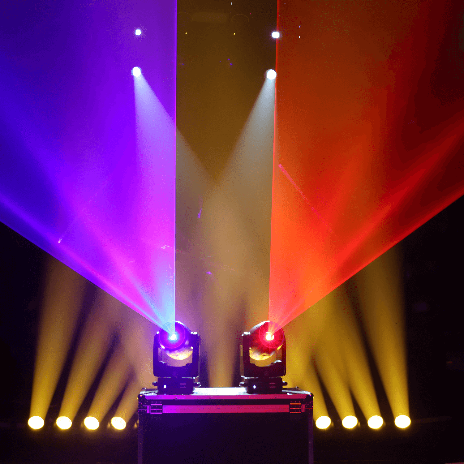 Close up of M20 moving head laser with 31 RGBW LED halo effect