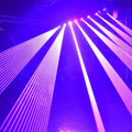 Strong blue laser triangles cutting through haze in club