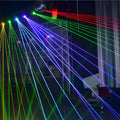 Laser beams sweeping across crowd in dance hall from M20 fixtures