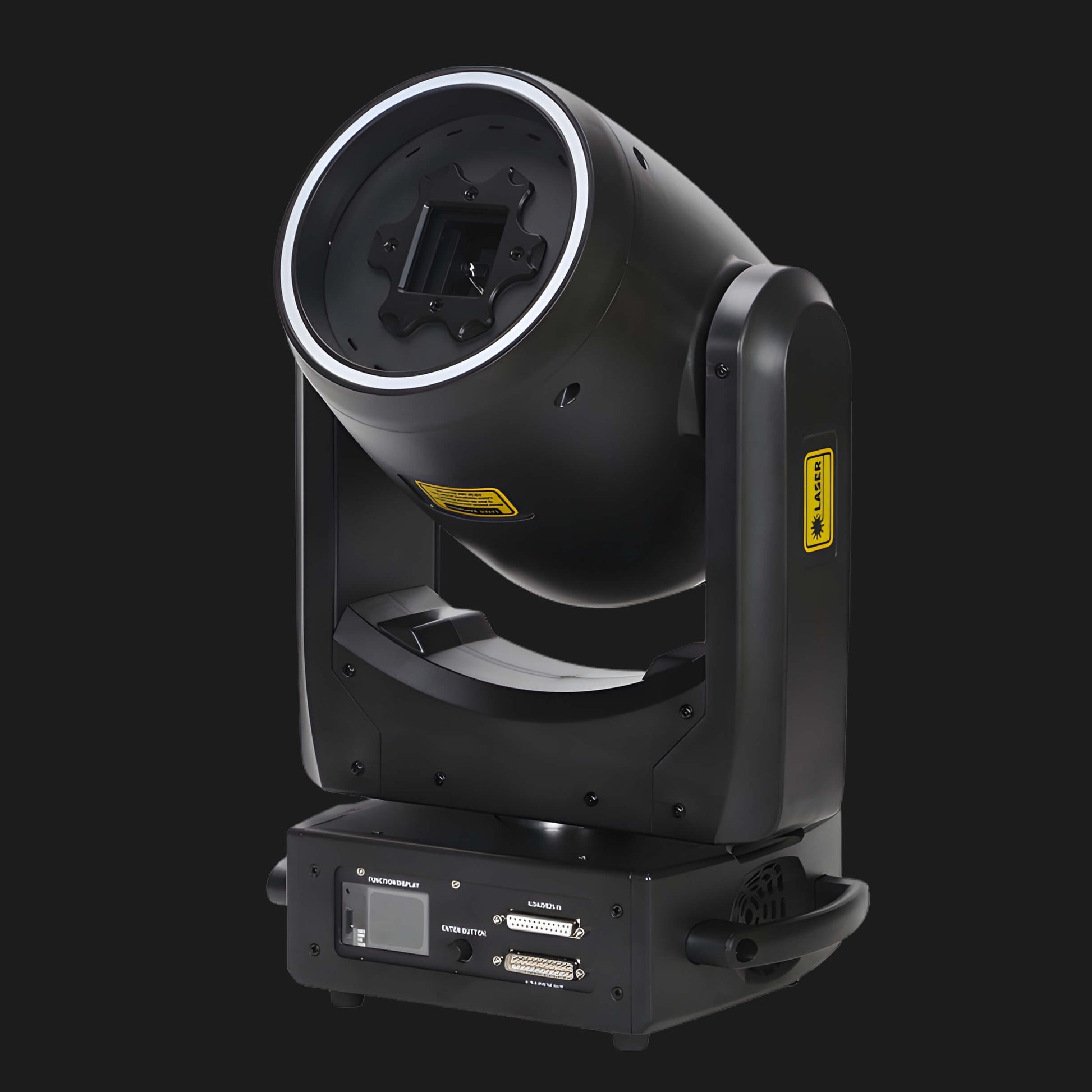 Close up of LED halo ring around RGB laser aperture on M20