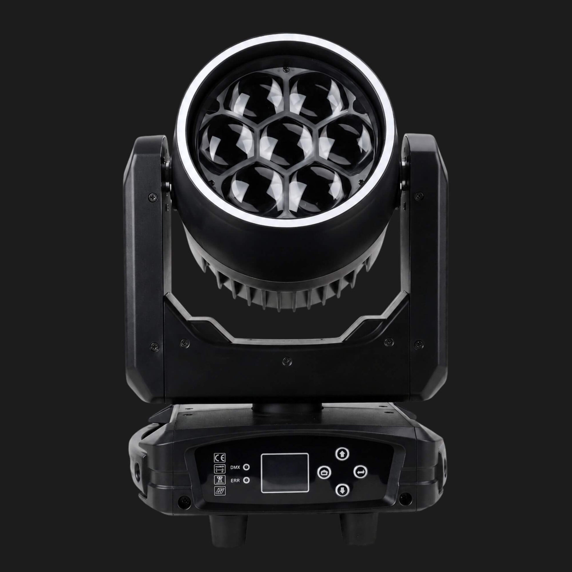 M25 7-lens bee-eye moving head front view