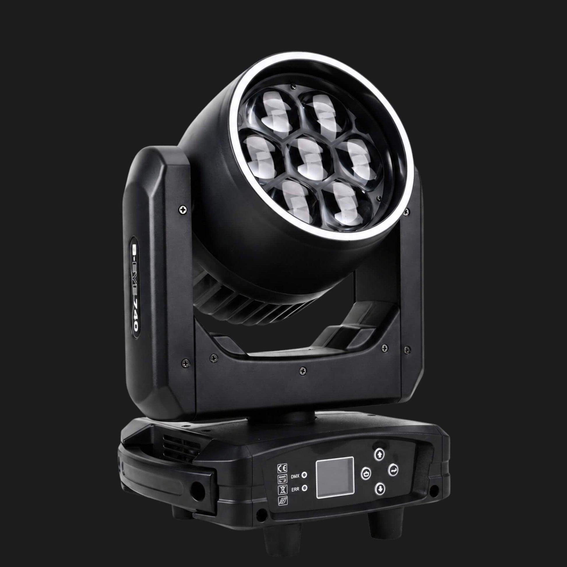 M25 RGBW moving head light three-quarter front view