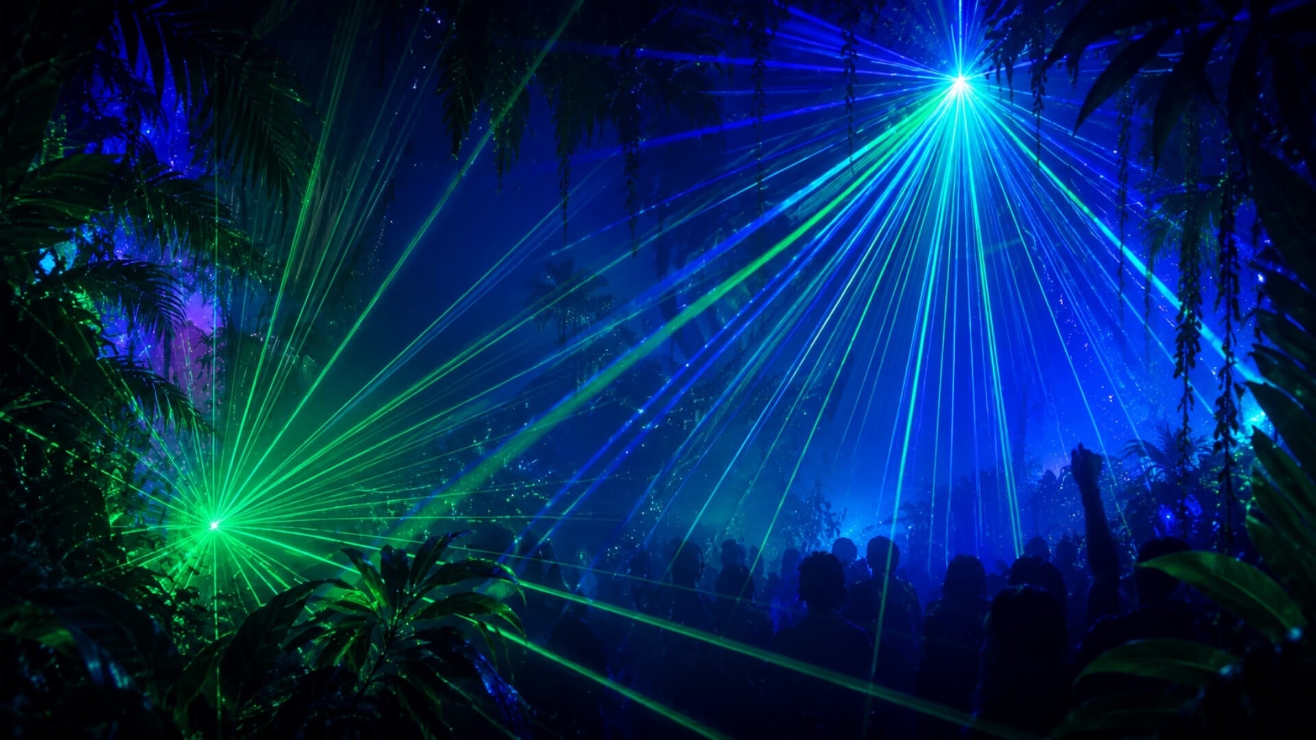 RGB outdoor laser projector with firefly star effect