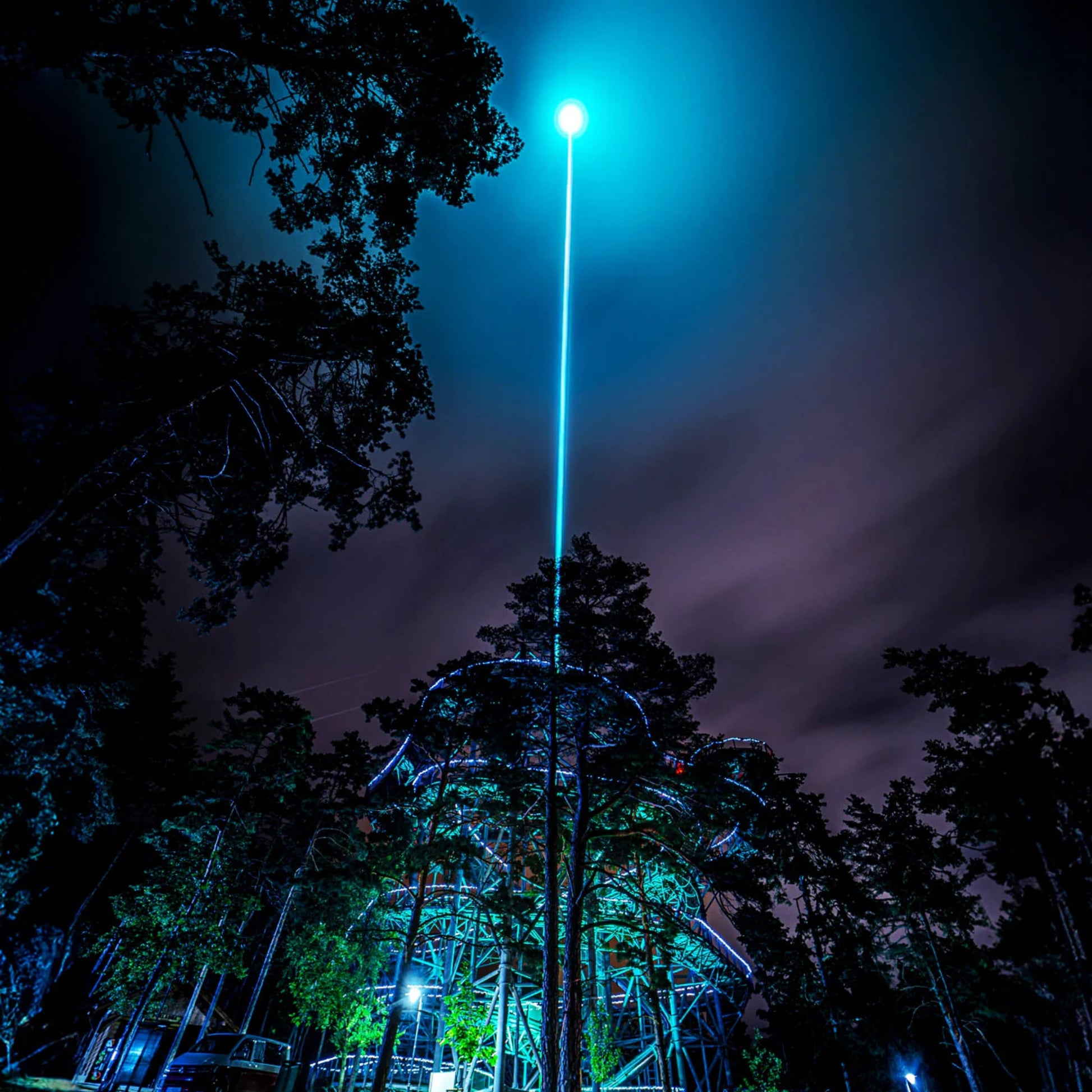 Rooftop installation DMX laser lights network