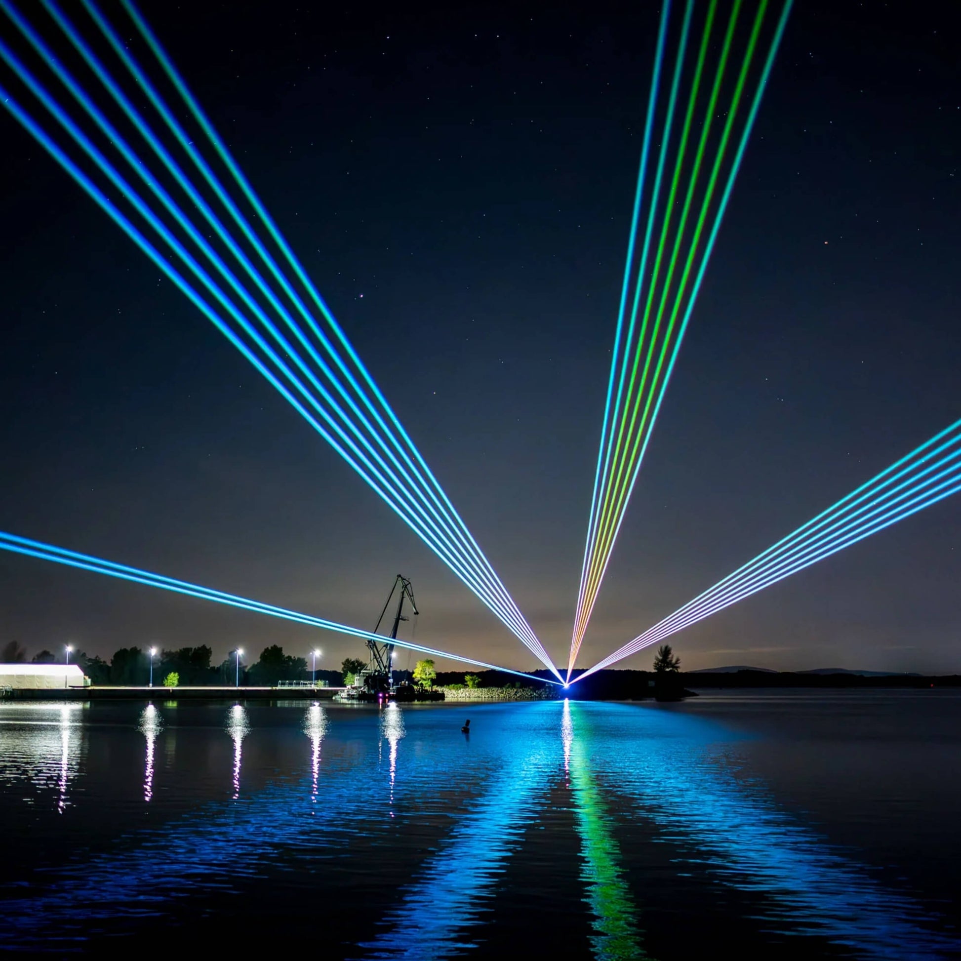 Hotel guitar tower multi-line sky lasers