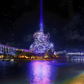 High-rise rooftop vertical laser light show projector