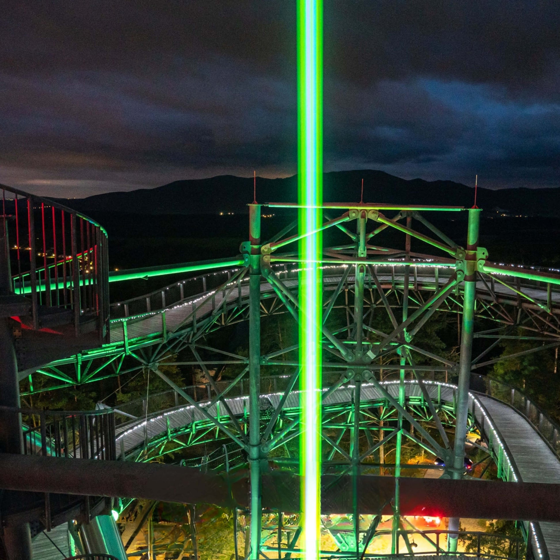 Landmark tower green sky laser light