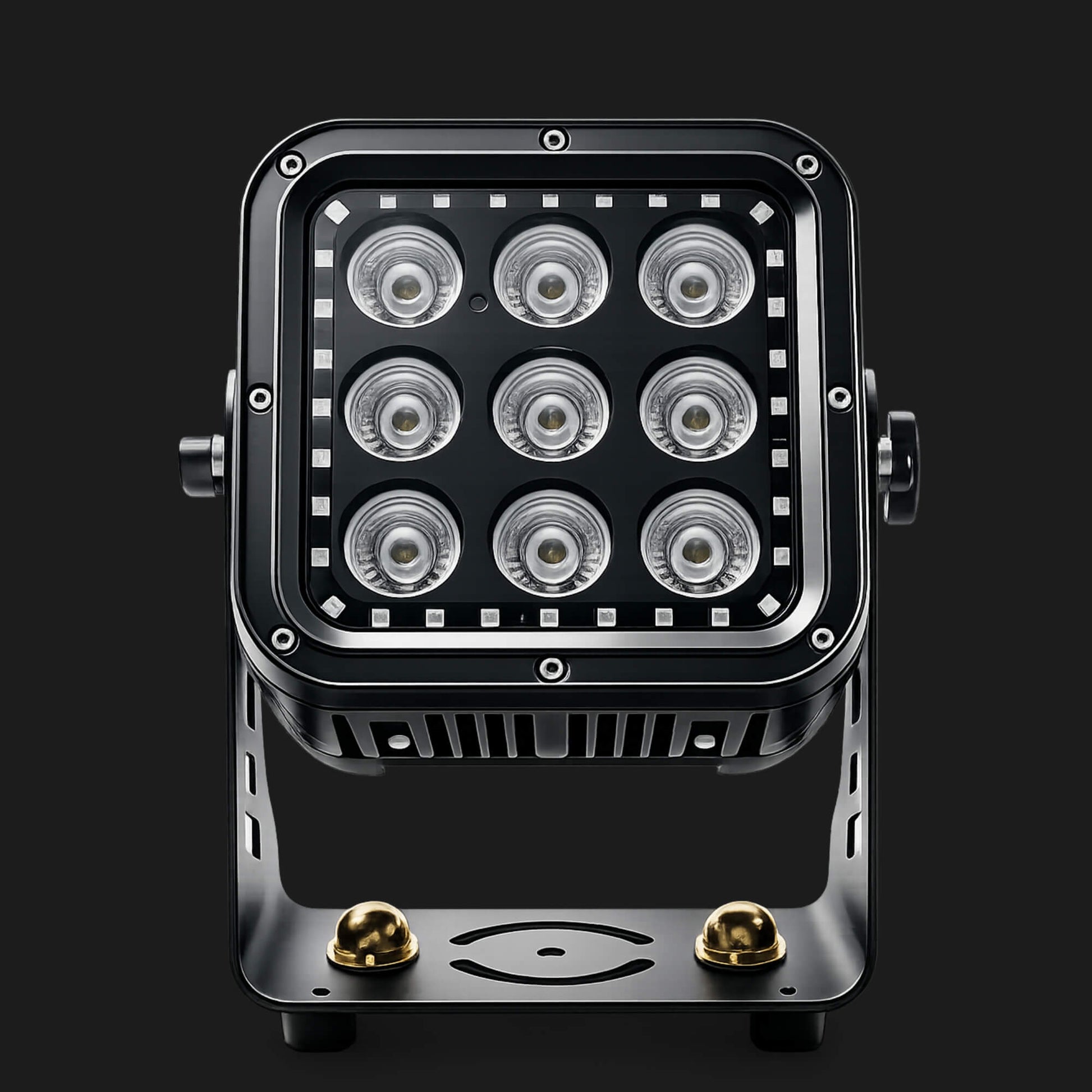 LED par light with nine RGBWA UV LEDs