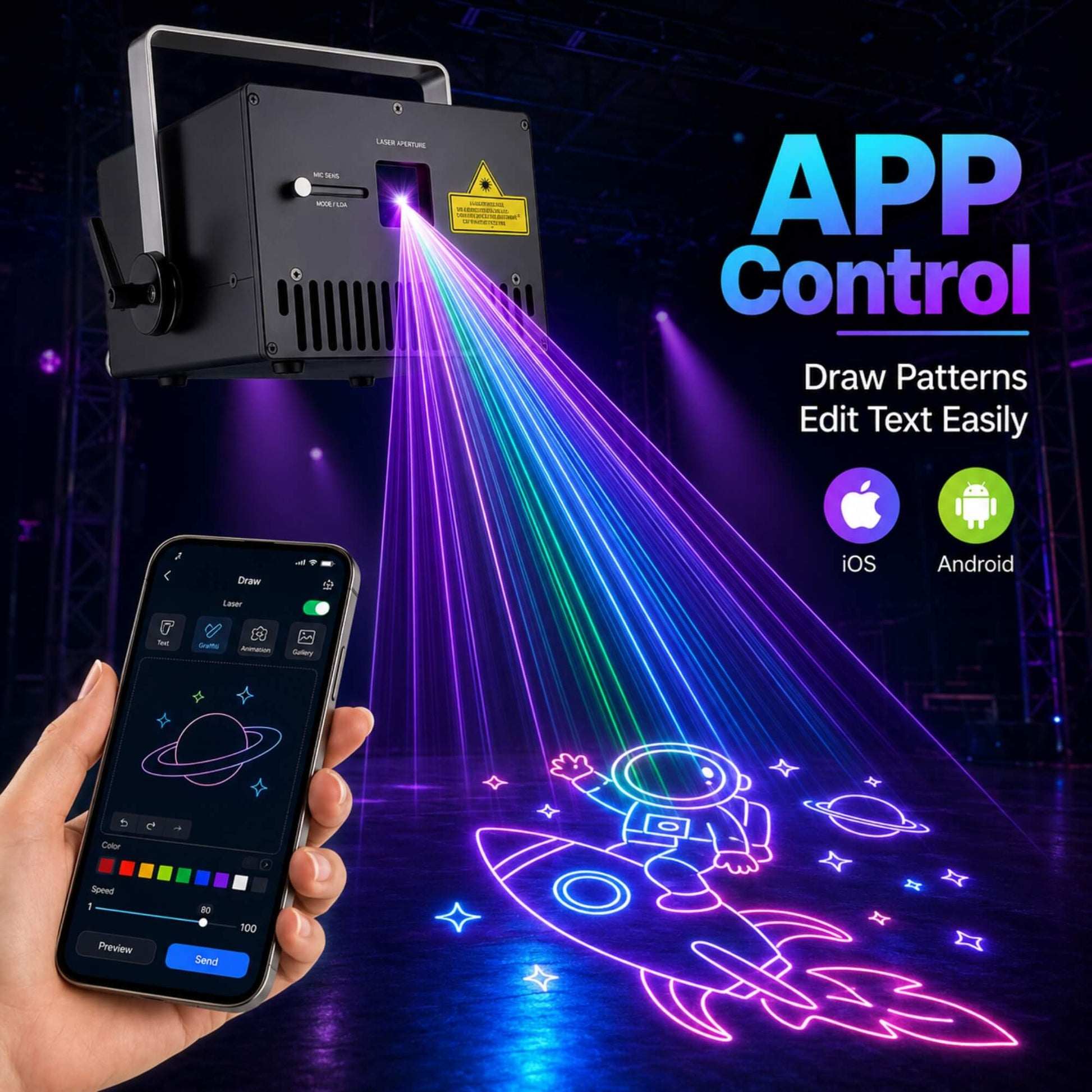Professional laser show projector with ILDA control
