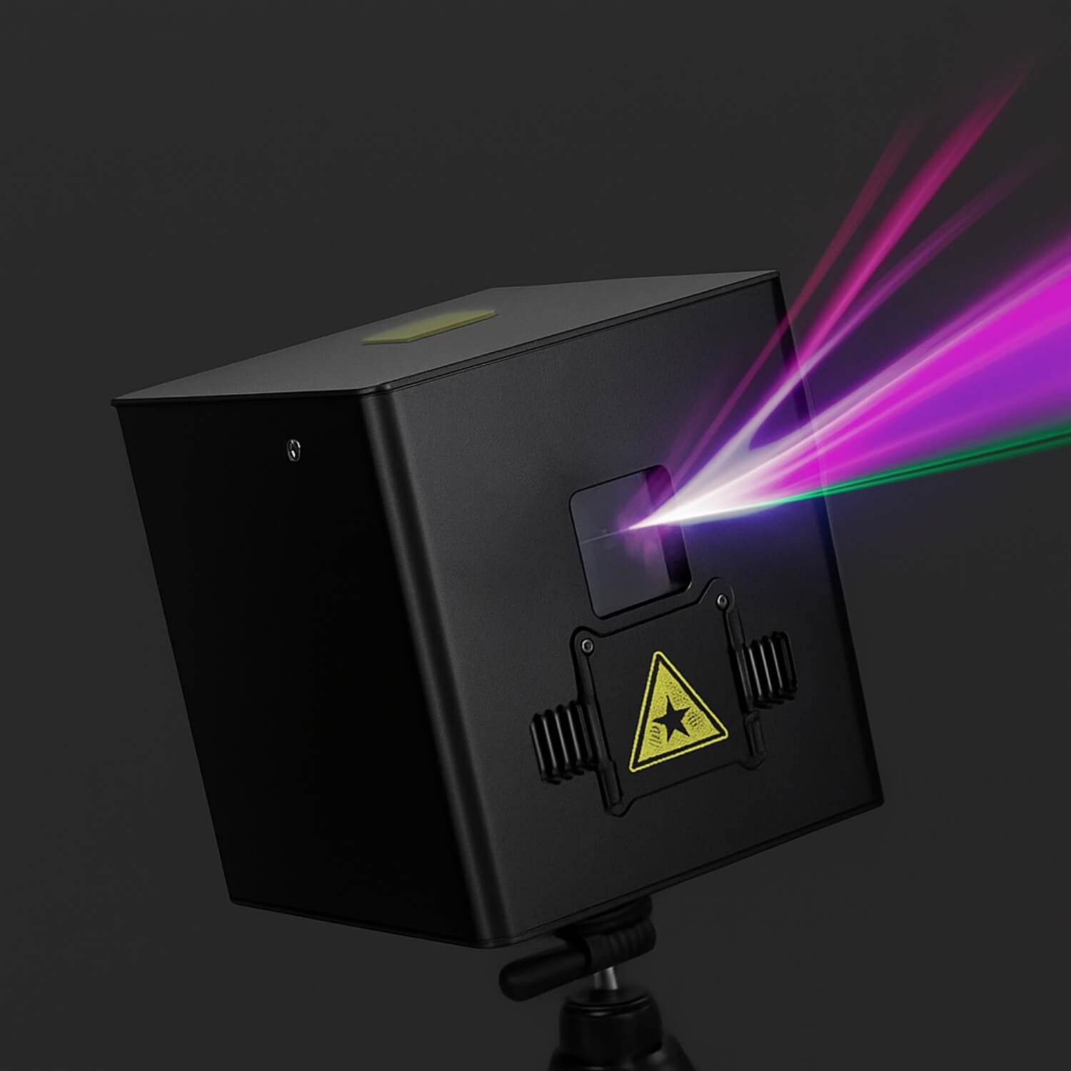 Close-up of A8 RGB animation laser beam divergence 1.2 mrad