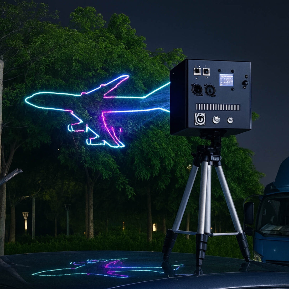 Starshine A8 portable laser projector in retail window display