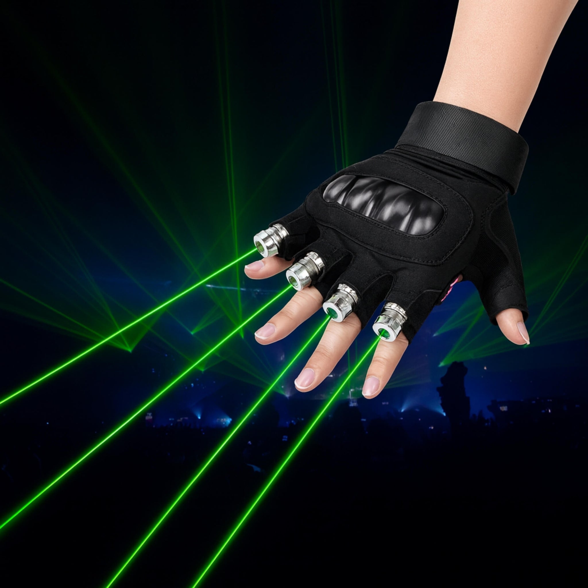 X11 stage laser gloves in KTV with medium output and haze