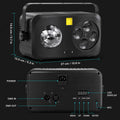 Party light projector with RGBW UV effects