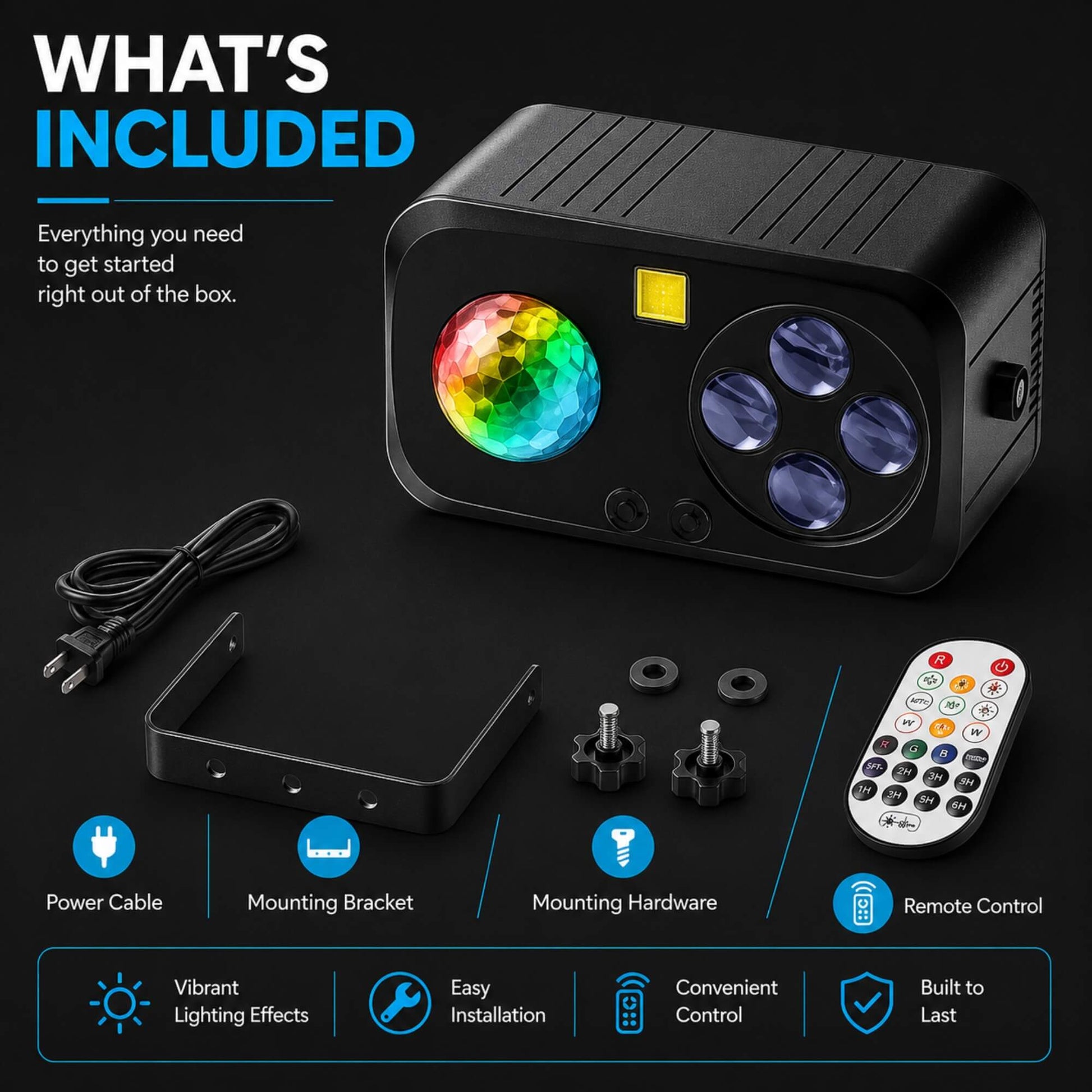 Disco laser light with rotating pattern effects