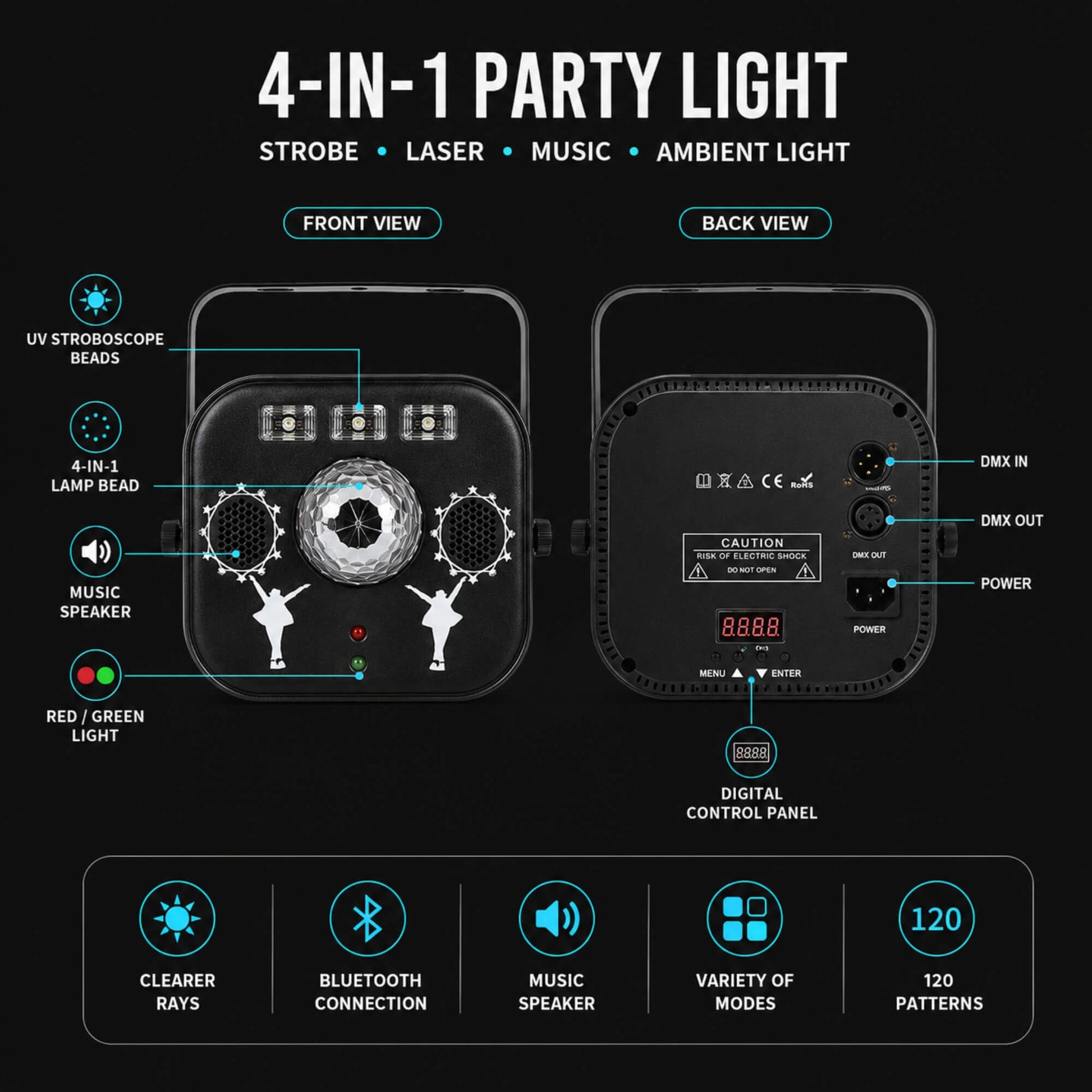 X22 stage lasers with colorful disco ball patterns