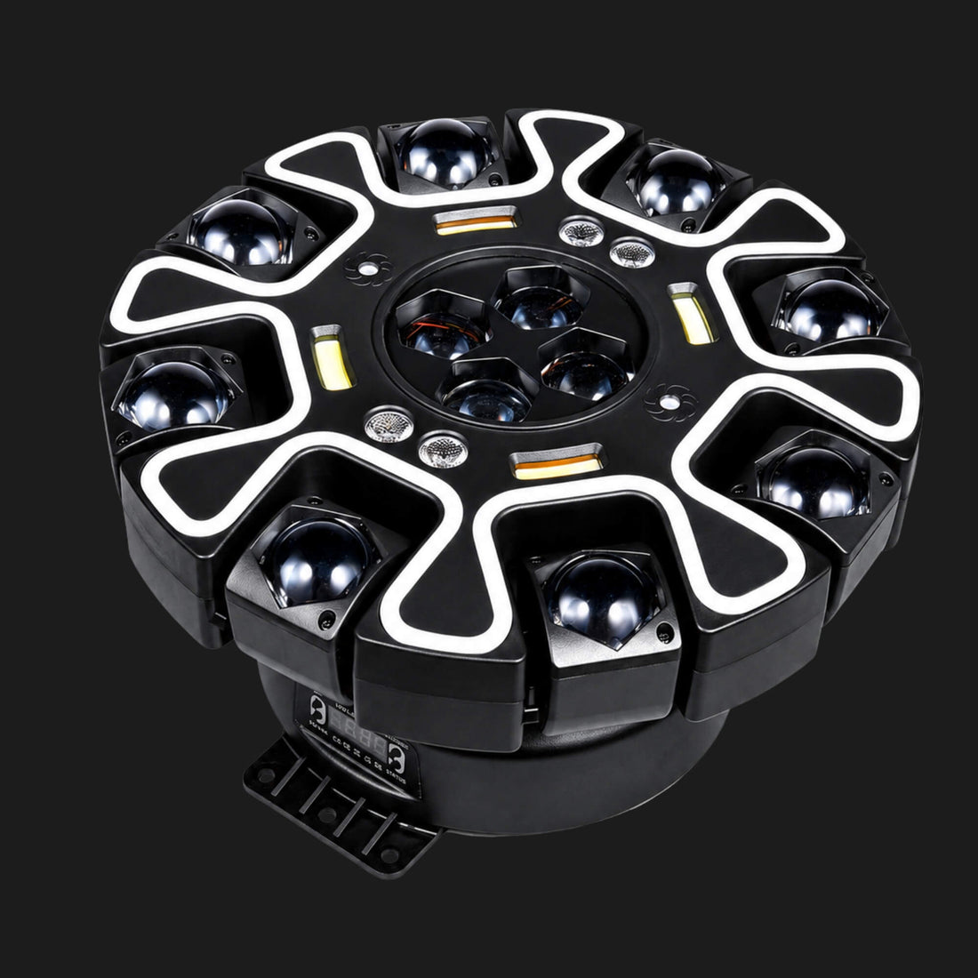X23 bee eye stage light with black housing and white trim