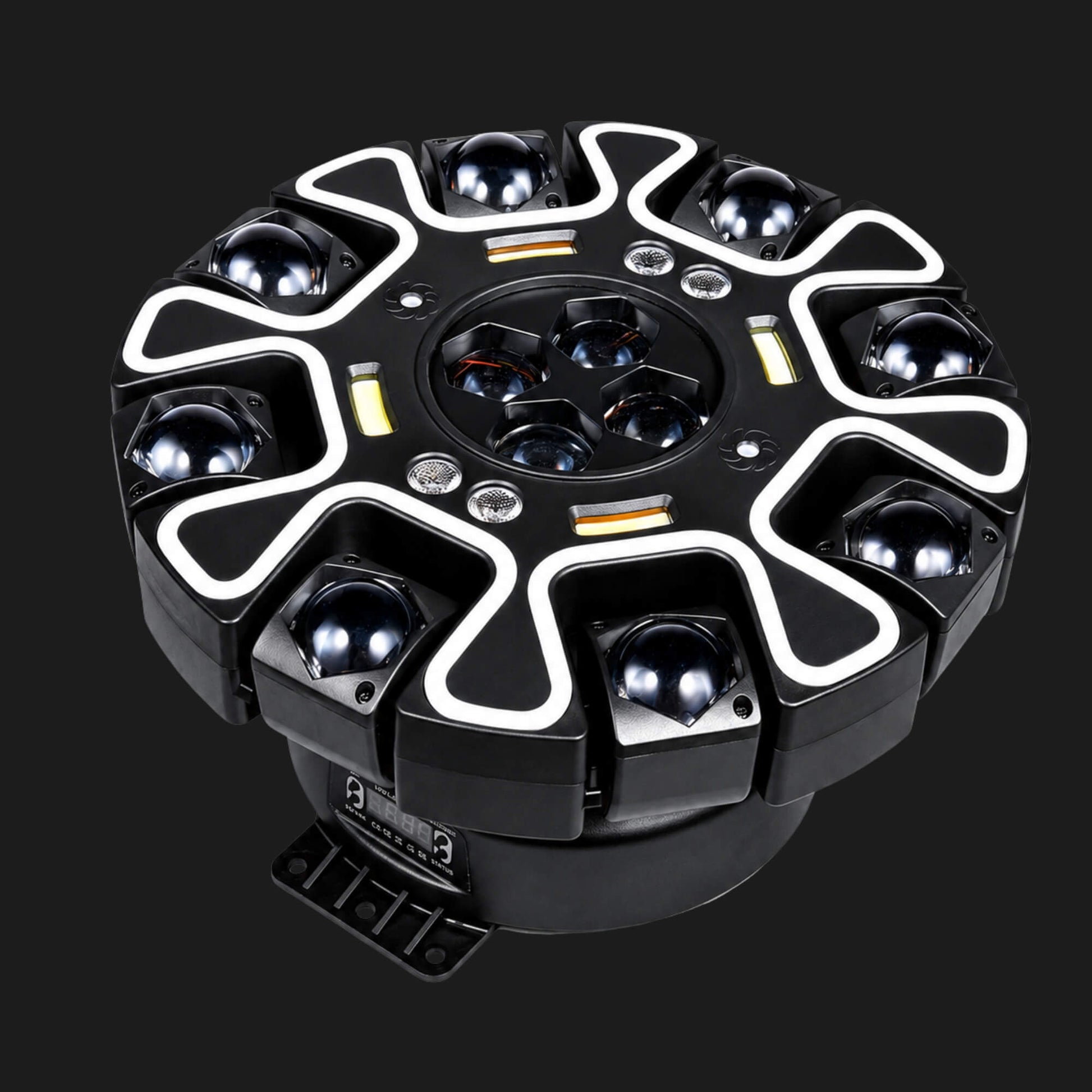 X23 bee eye stage light with black housing and white trim