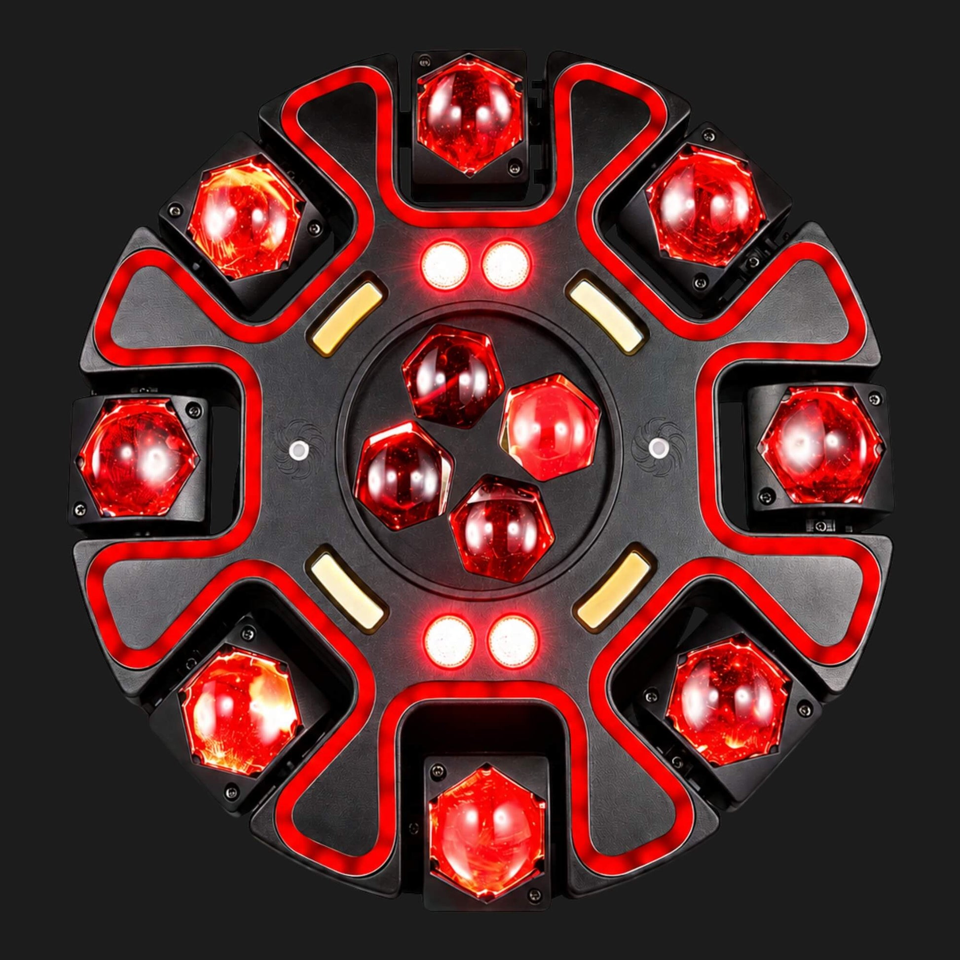 Green bee eye stage light with rotating honeycomb effect