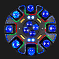 Blue bee eye moving head light style fixture with RGB accents
