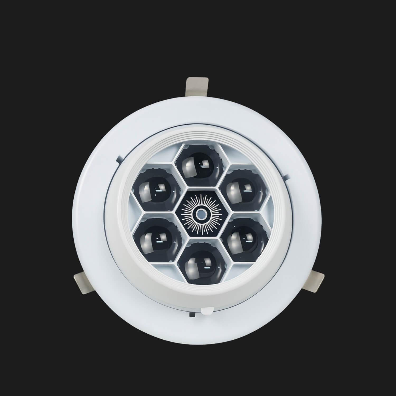 X7 DJ laser lights front view with hexagonal bee-eyes