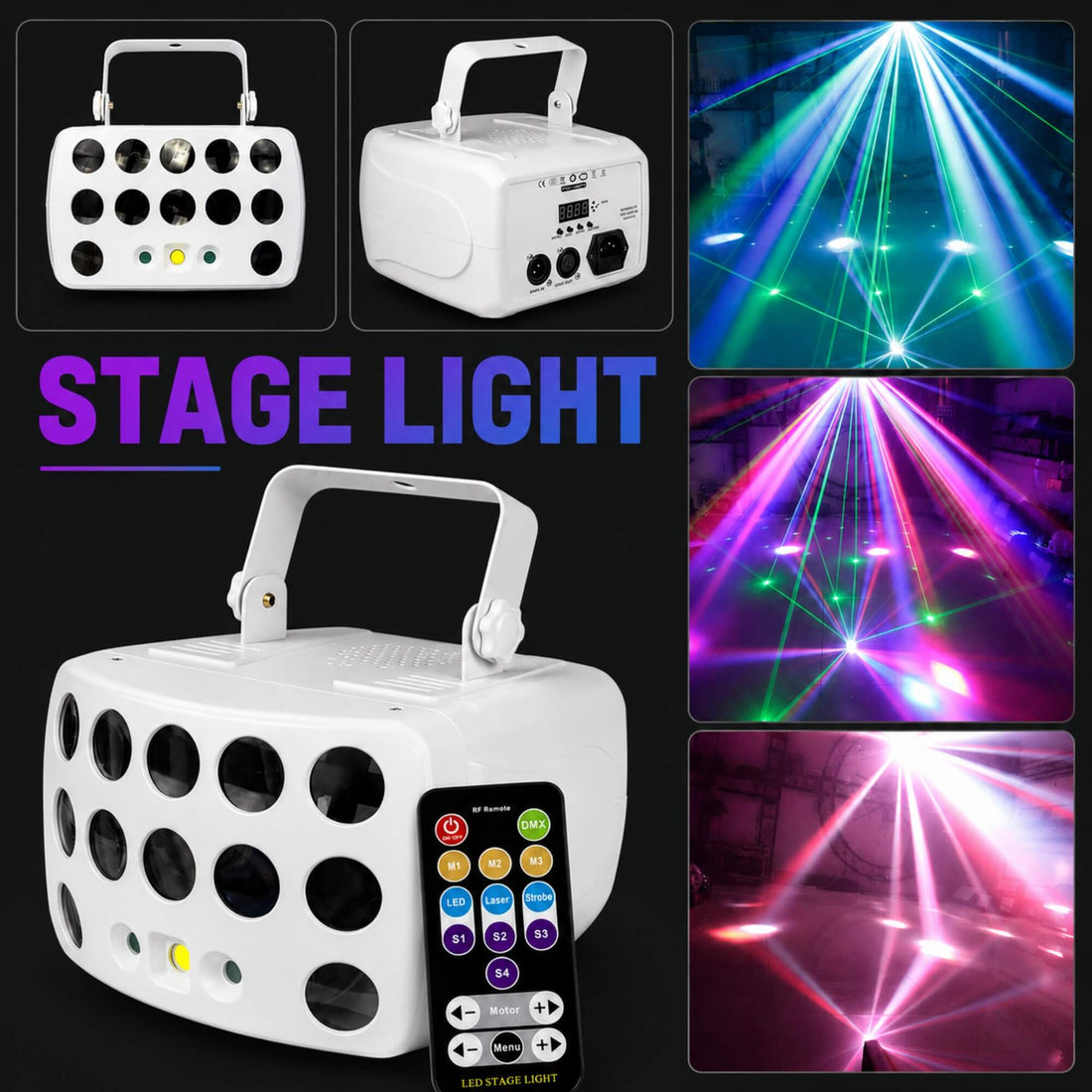 X9 butterfly laser party lights with RGBW beams