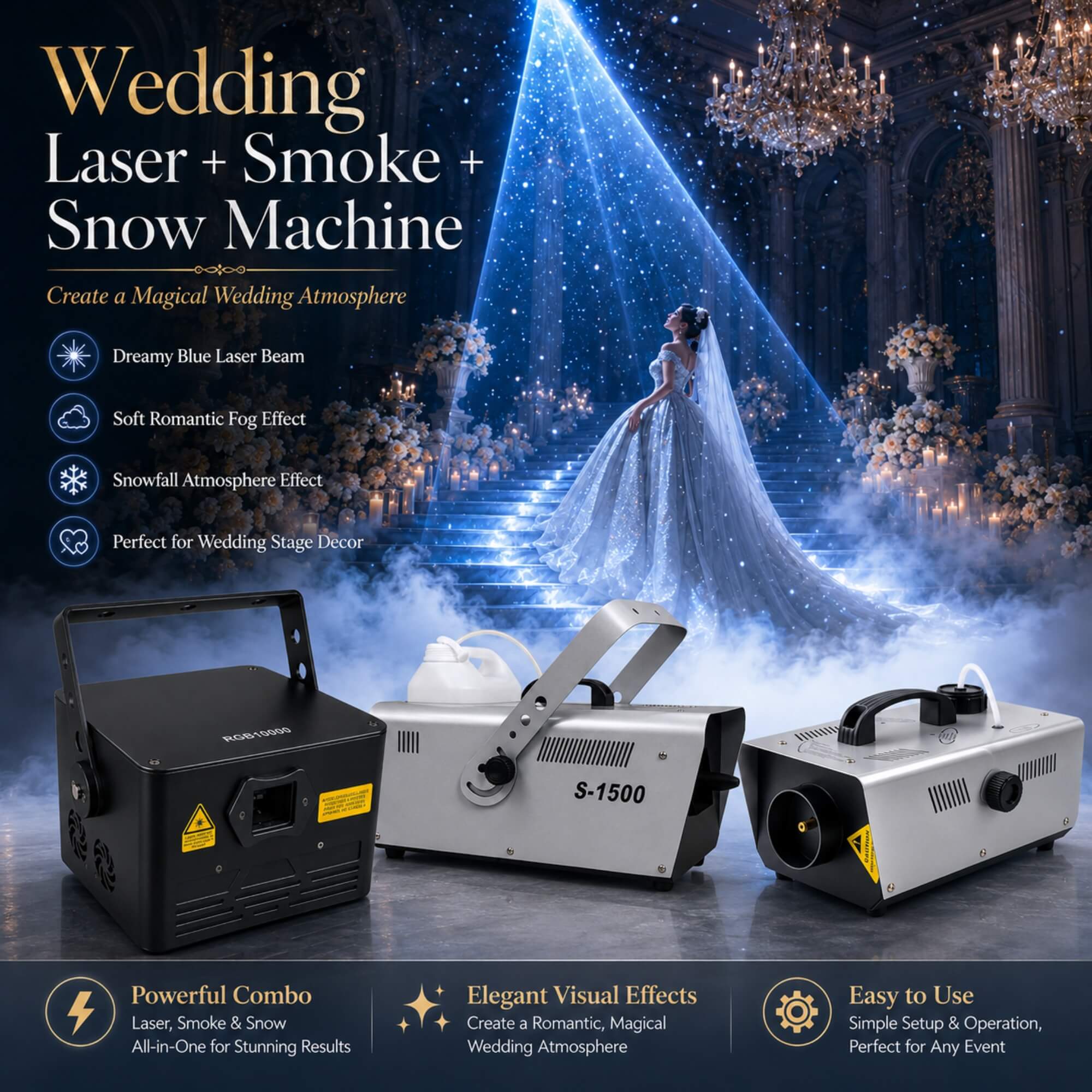 Z9 RGB Wedding Laser Lights 5W/10W/12W Smoke Snow Bundle